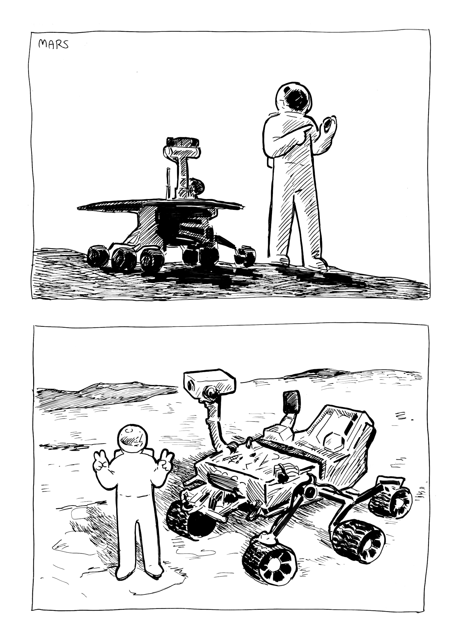 I got bogged down for a while trying to find out how much time the rovers spend recharging/other downtime or just not using their cameras or whatever, and then losing track of any useful information I found; but whatever, it's plausible to do this unobserved and that's all I need ✌